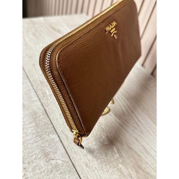 PRADA Saffiano Leather Zip Around Long Wallet in Brown - Picture 7 of 16